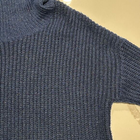 a.n.a Women’s Navy Blue Cowl Neck Turtleneck Knit Speckled Sweater Small - Picture 3 of 15